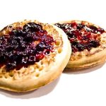 yummy crumpets with raspberry on top