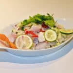 kinilaw na tinigue in a rectangular serving plate