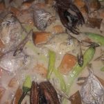 ginataang sapsap in a pot